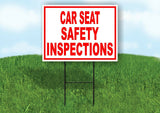 CAR SEAT SAFETY INSPECTIONS RED WHITE Yard Sign Road with Stand LAWN SIGN