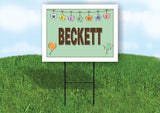 BECKETT WELCOME BABY GREEN  18 in x 24 in Yard Sign Road Sign with Stand
