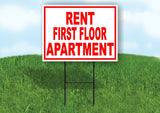 RENT FIRST FLOOR APARTMENT RED WHITE Yard Sign Road with Stand LAWN SIGN