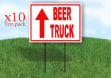 X10 ten pack of BEER TRUCKS STRAIGHT arrow red Yard Sign with Stand LAWN SIGN10