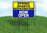 SPORTS REGISTRATION YELLOW BLUE SPRING Yard Sign with Stand LAWN SIGN