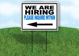 NOW HIRING BLUE LEFT ARROW Yard Sign Road with Stand LAWN SIGN Single sided