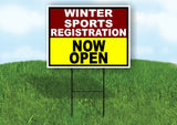 SPORTS REGISTRATION MAROON YELLOW WINTER Yard Sign with Stand LAWN SIGN