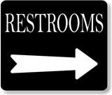 RESTROOMS RIGHT ARROW BLACK Metal Aluminum composite sign