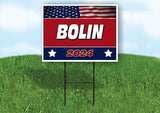 BOLIN FLAG RED 2024 18inx24in Yard Road Sign w/ Stand