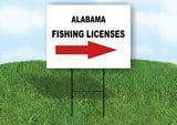 ALABAMA _FISHING LICENSES RIGHT ARROW RED Yard Sign w Stand LAWN SIGN Single
