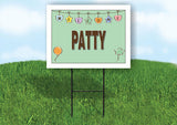 PATTY WELCOME BABY GREEN  18 in x 24 in Yard Sign Road Sign with Stand