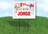 JORGE HAPPY BIRTHDAY BALLOONS 18 in x 24 in Yard Sign Road Sign with Stand
