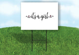 IT'S A GIRL SCRIPT HEARTS Yard Sign with Stand LAWN SIGN