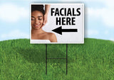 FACIALS HERE RELAX SPA BLACK left arrow Yard Sign Road w Stand LAWN  Single side