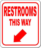 RESTROOMS THIS WAY DIRECTIONAL RED 8 Arrow Variations Aluminum composite sign