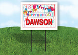 DAWSON HAPPY BIRTHDAY BALLOONS 18 in x 24 in Yard Sign Road Sign with Stand