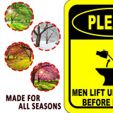 PLEASE MEN LIFT UP THE SEAT BEFORE PEEING Metal Aluminum Composite bathroom Sign