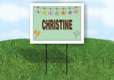 CHRISTINE WELCOME BABY GREEN  18 in x 24 in Yard Sign Road Sign with Stand