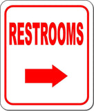 RESTROOMS DIRECTIONAL RED 8 Arrow Variations Metal Aluminum composite sign