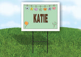 KATIE WELCOME BABY GREEN  18 in x 24 in Yard Sign Road Sign with Stand