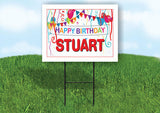 STUART HAPPY BIRTHDAY BALLOONS 18 in x 24 in Yard Sign Road Sign with Stand