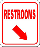RESTROOMS DIRECTIONAL RED 8 Arrow Variations Metal Aluminum composite sign