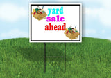 yard sale ahead box BLACK BORDER Yard Sign with Stand LAWN SIGN