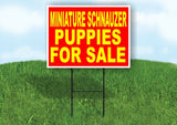 Miniature Schnauzer PUPPIES FOR SALE YELLOW Yard Sign Road with Stand LAWN SIGN