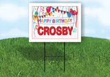 CROSBY HAPPY BIRTHDAY BALLOONS 18 in x 24 in Yard Sign Road Sign with Stand
