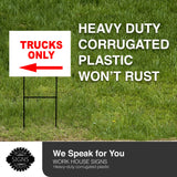 TRUCK PARKING ONLY LEFT arrow red Yard Sign with Stand LAWN SIGN