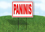 PANINIS RED WHITE Yard Sign Road with Stand LAWN SIGN