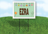 EZRA WELCOME BABY GREEN  18 in x 24 in Yard Sign Road Sign with Stand