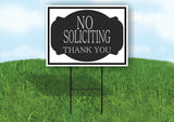 NO SOLICITING BLACK TAG Yard Sign Road with Stand LAWN SIGN