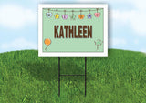 KATHLEEN WELCOME BABY GREEN  18 in x 24 in Yard Sign Road Sign with Stand