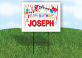 JOSEPH HAPPY BIRTHDAY BALLOONS 18 in x 24 in Yard Sign Road Sign with Stand