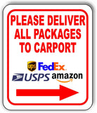 Please deliver all packages to carport Right Arrow Aluminum composite sign