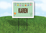 KAREN WELCOME BABY GREEN  18 in x 24 in Yard Sign Road Sign with Stand