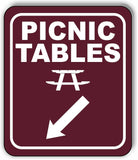PICNIC TABLES DIRECTIONAL 45 DEGREES DOWN LEFT ARROW Aluminum composite sign