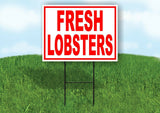FRESH LOBSTERS SEAFOOD RED WHITE Yard Sign Road with Stand LAWN SIGN