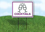 COCKTAILS PURPLE Yard Sign Road with Stand LAWN SIGN