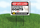 KEEP GATE CLOSED NO MATTER WHAT THE Goats SAY Yard Sign with Stand LAWN POSTER