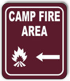 CAMPFIRE AREA DIRECTIONAL ARROW TRAIL 8 Variations Metal Aluminum composite sign