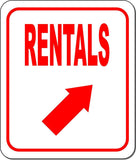RENTALS DIRECTIONAL RED 8 Arrow Variations Metal Aluminum composite sign