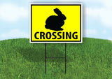 RABBIT CROSSING XING YELLOW Plastic Yard Sign ROAD SIGN with Stand