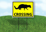 weasel CROSSING XING YELLOW Plastic Yard Sign ROAD SIGN with Stand