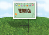 VERONICA WELCOME BABY GREEN  18 in x 24 in Yard Sign Road Sign with Stand