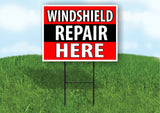 Windshield REPAIR HERE BLACK STRIPE Plastic Yard Sign ROAD SIGN with Stand