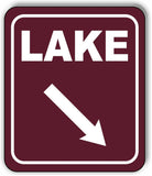 LAKE DIRECTIONAL 45 DEGREES DOWN RIGHT ARROW CAMPING Aluminum composite sign