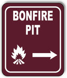 BONFIRE PIT DIRECTIONAL ARROW TRAIL 8 Variations Metal Aluminum composite sign