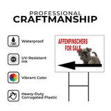 AFFENPINSCHERS FOR SALE DOG LEFT ARROW Yard Sign with Stand LAWN SIGN