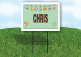 CHRIS WELCOME BABY GREEN  18 in x 24 in Yard Sign Road Sign with Stand