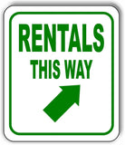 RENTALS THIS WAY DIRECTIONAL GREEN 8 Arrow Variations Aluminum composite sign