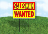 SALESMAN WANTED RED YELLOW Yard Sign Road with Stand LAWN SIGN