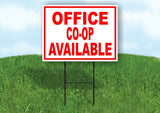OFFICE CO-OP AVAILABLE RED WHITE Yard Sign Road with Stand LAWN SIGN
